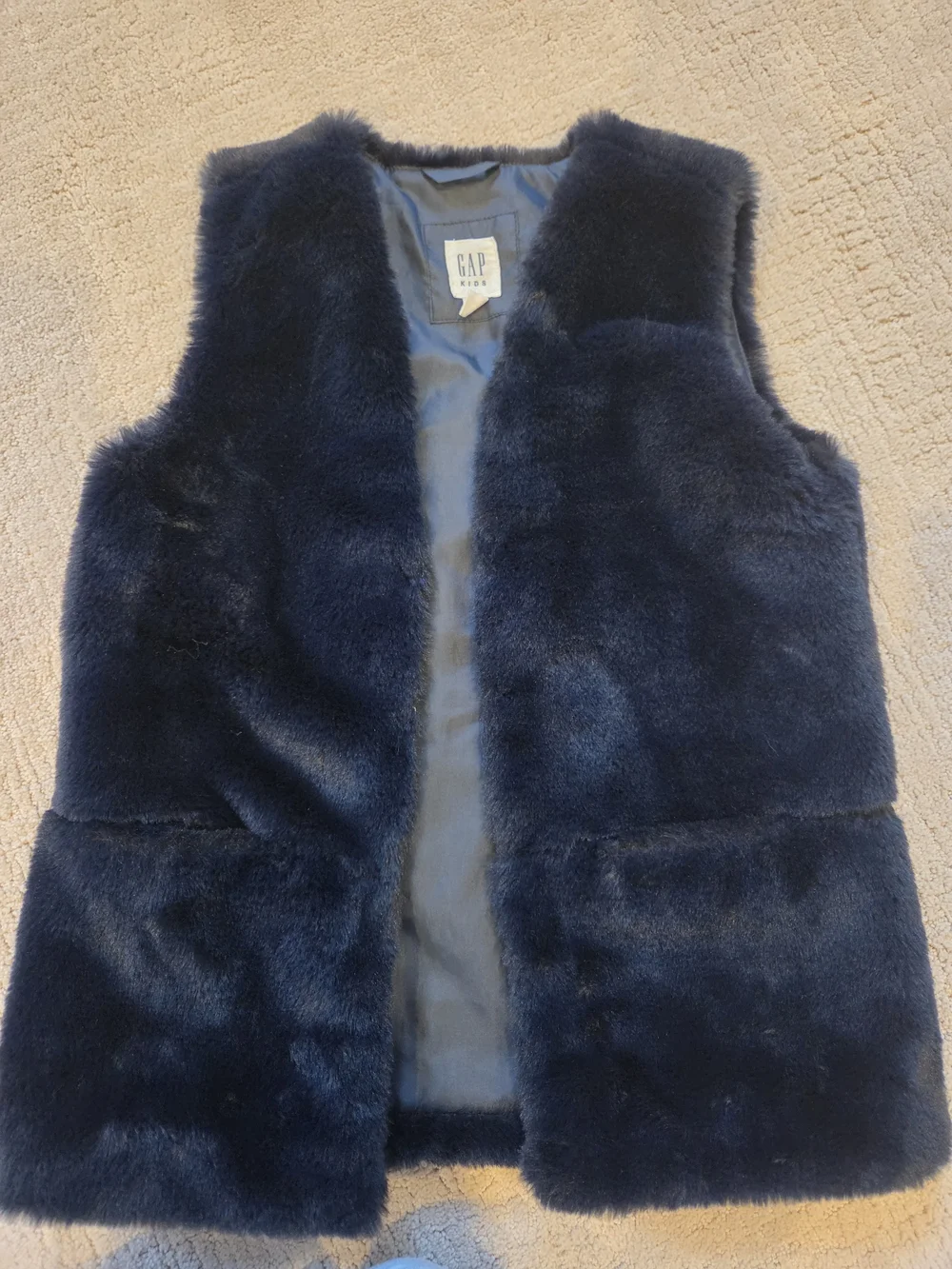 GAP Navy Faux Fur Vest
